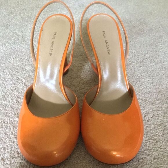 NWOT PAUL ANDREW Tangerine Round Toe Slingback Pump - Picture 4 of 14